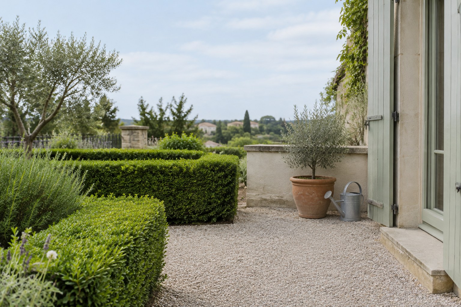 A maintained garden at an empty house