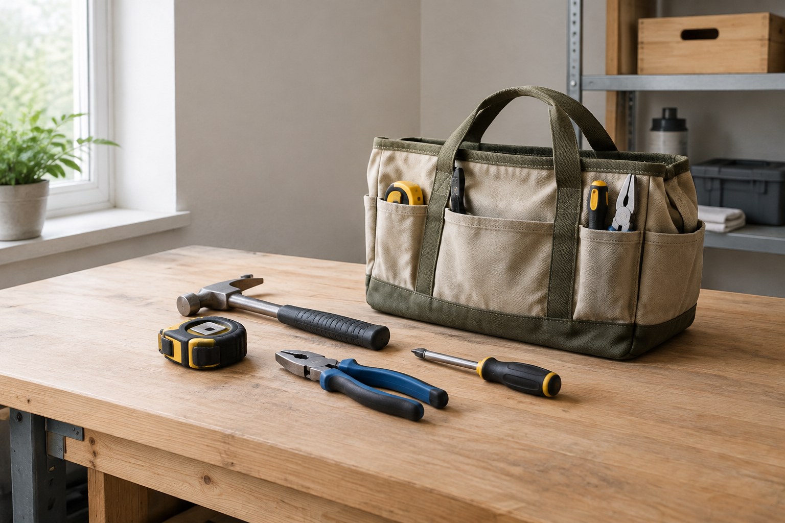 Tools laid out on a workbench